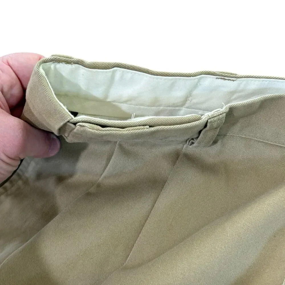 L.L. Bean Comfort Waist Chinos Mens 35x30 Double Pleated Khaki Tan Pants Relaxed - Picture 7 of 11
